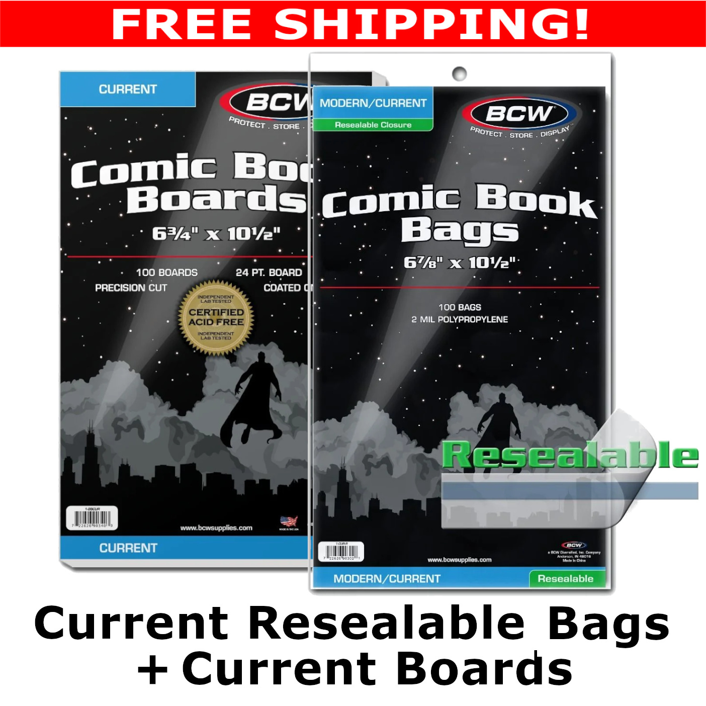 Resealable Current/Modern Comic Bags and Boards